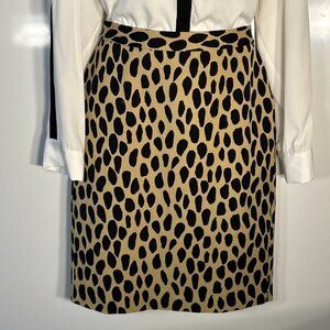 Talbots SZ8P Abstract Print Tan Black Pencil Skirt Animal Office Wardrobe Staple